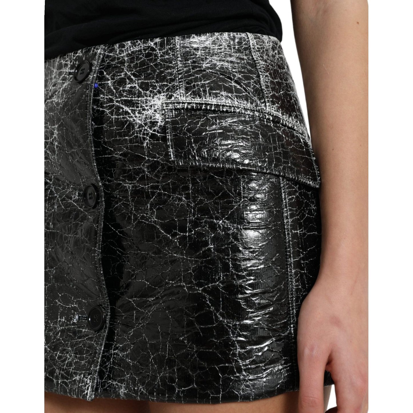Dolce & Gabbana Elegant High Waist Mini Skirt in Black black-cotton-blend-high-waist-mini-skirt