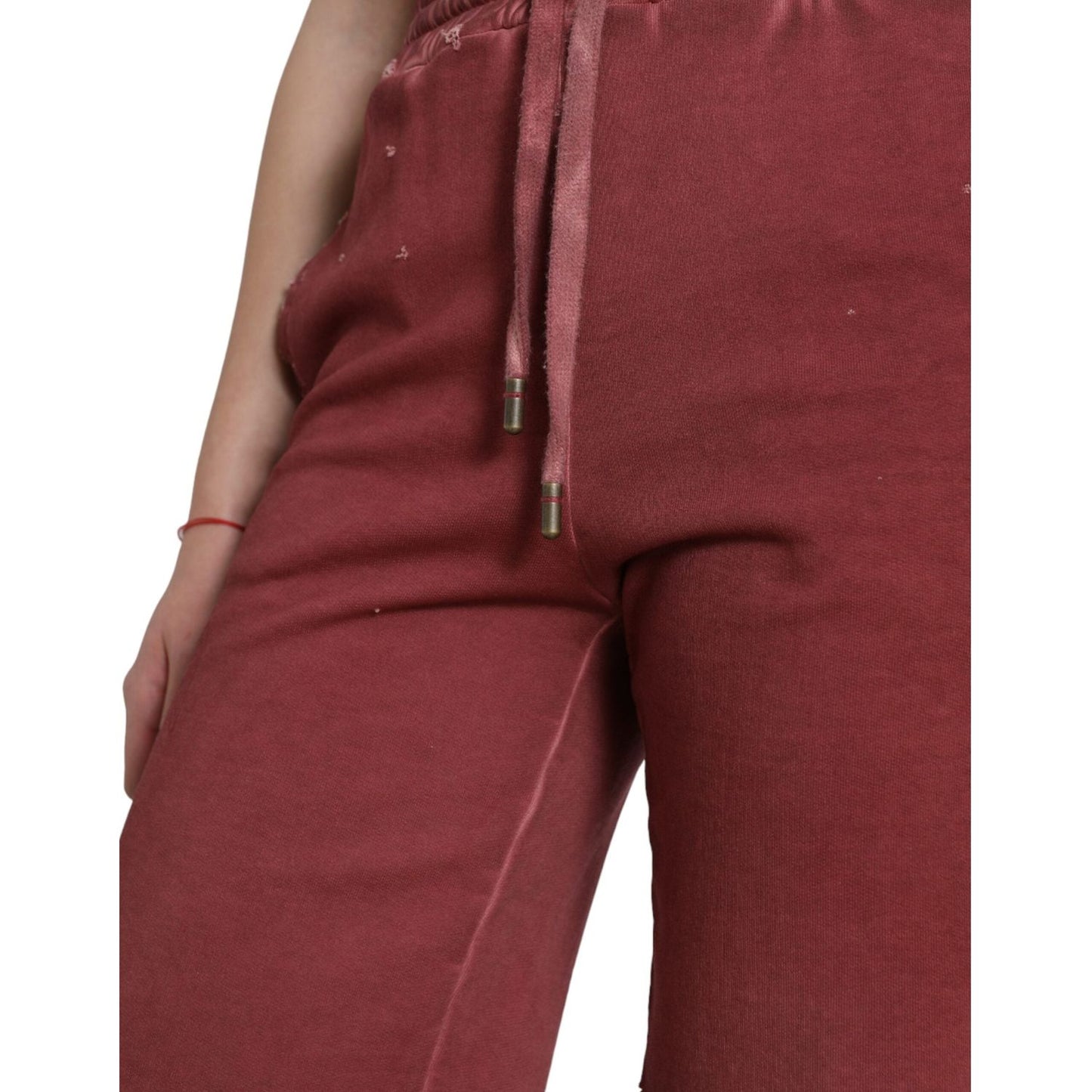Dolce & Gabbana Chic Maroon High-Waist Designer Sweatshorts maroon-cotton-high-waist-sweatshorts-shorts