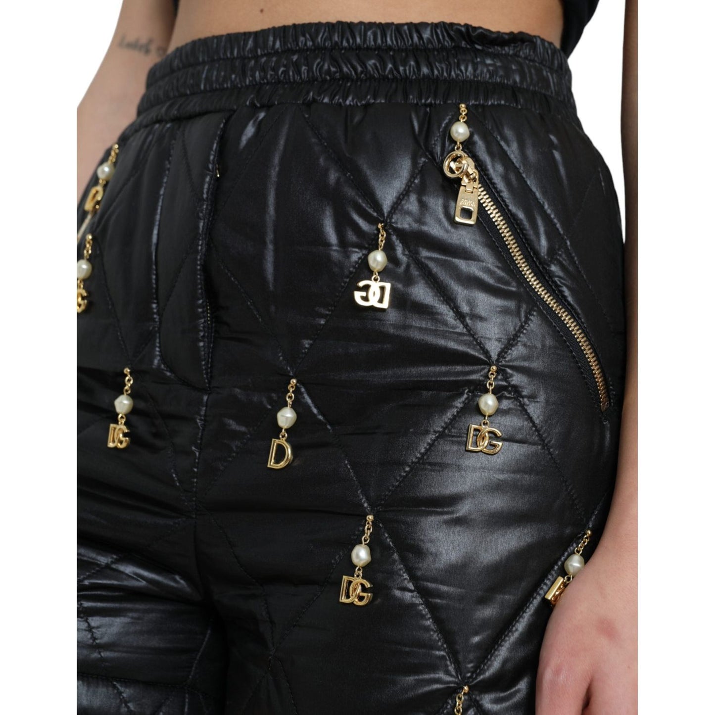 Dolce & Gabbana Elegant High-Waist Embellished Shorts black-embellished-high-waist-hot-pants-shorts
