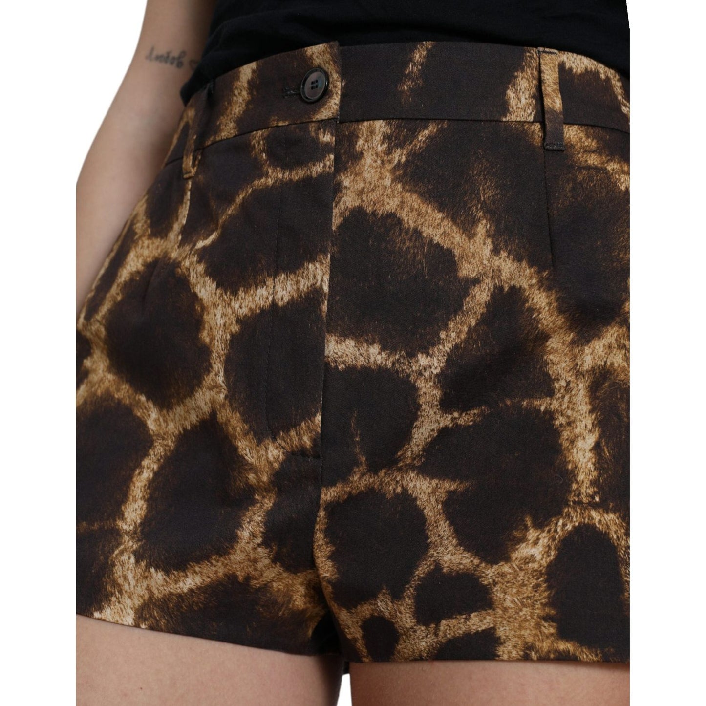 Dolce & Gabbana High Waist Giraffe Print Shorts brown-giraffe-high-waist-hot-pants-shorts