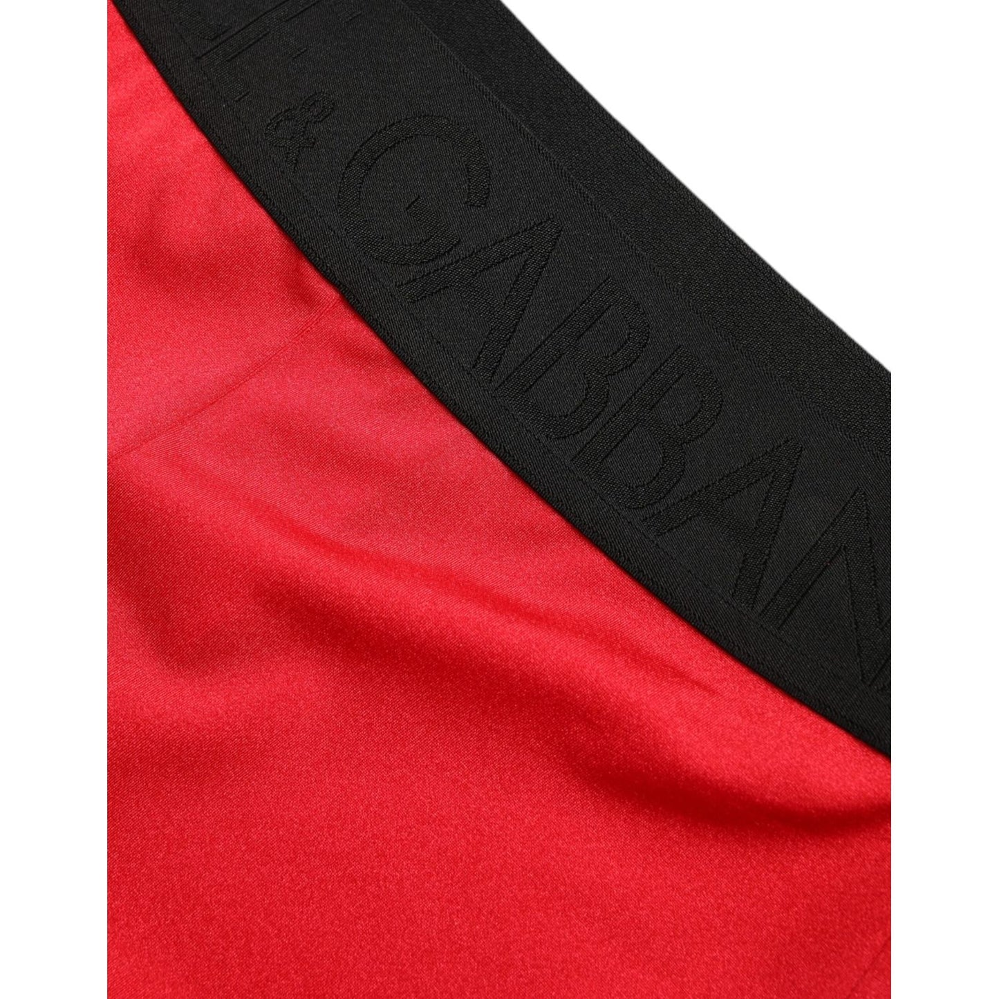 Dolce & Gabbana Elegant High Waist Red Leggings red-nylon-dg-logo-slim-leggings-pants