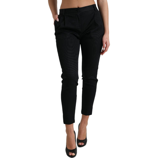 Dolce & Gabbana Chic High Waist Skinny Cropped Pants black-mid-waist-skinny-cropped-pants