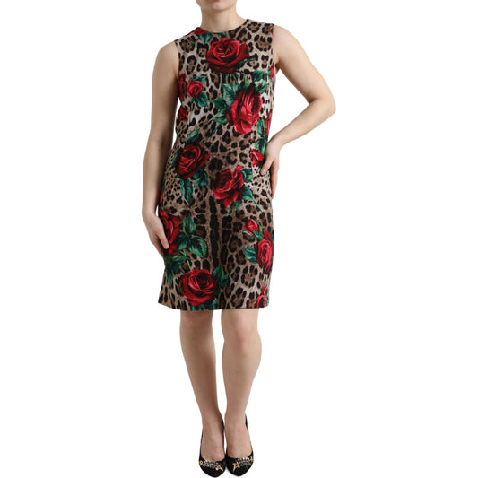 Dolce & Gabbana Elegant Leopard Floral A-Line Dress brown-leopard-red-roses-wool-a-line-dress 465A1603-bg-scaled-33043aa0-f11.jpg