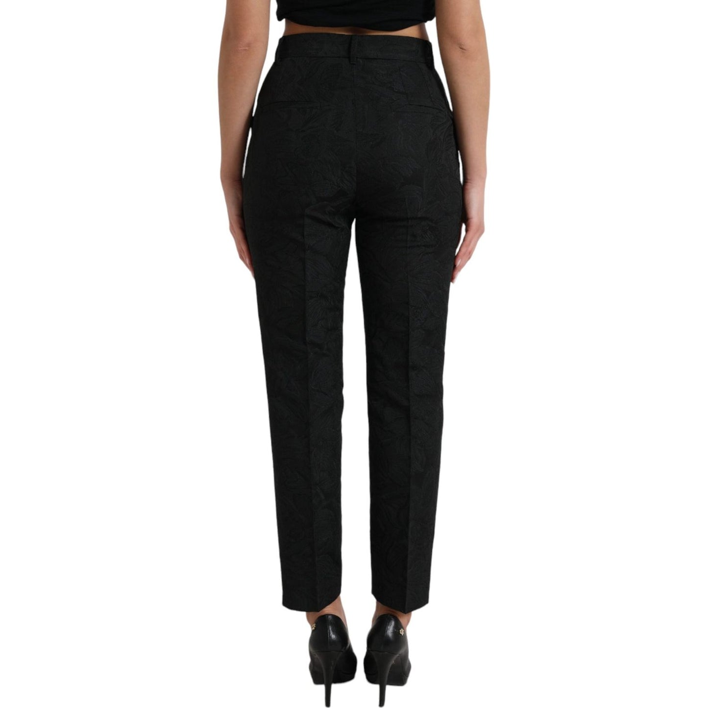 Dolce & Gabbana High Waist Tapered Elegance Pants black-polyester-high-waist-tapered-pants