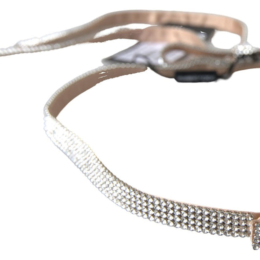 Dolce & Gabbana Elegant Crystal Skinny Silk Bow Belt beige-silk-clear-crystal-bow-waist-belt
