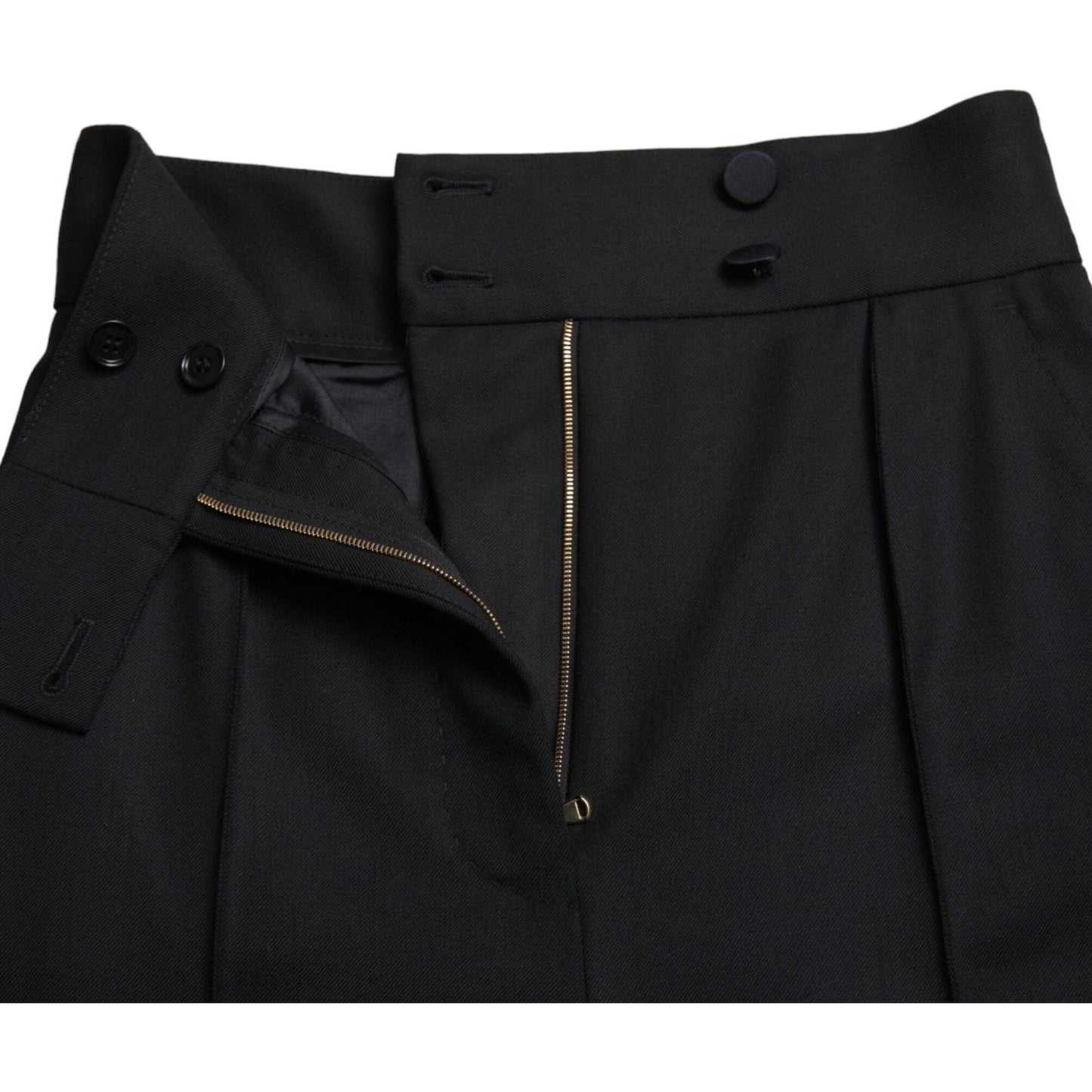 Dolce & Gabbana Elegant High Waist Tapered Wool Pants black-wool-high-waist-tapered-pants-2