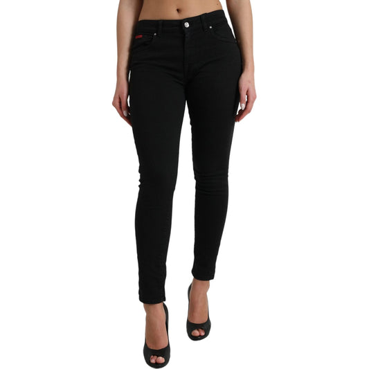 Dolce & Gabbana Elegant Mid Waist Black Skinny Jeans black-cotton-mid-waist-skinny-denim-jeans-2