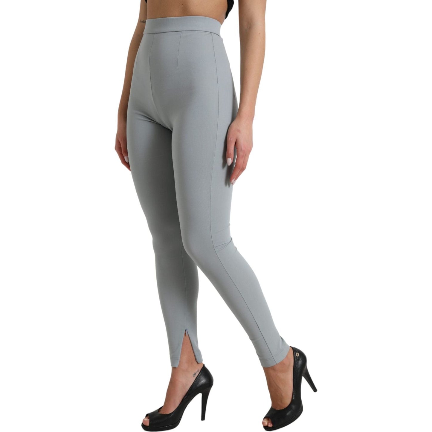 Dolce & Gabbana Elegant High Waist Leggings in Gray gray-nylon-slim-trouser-pants