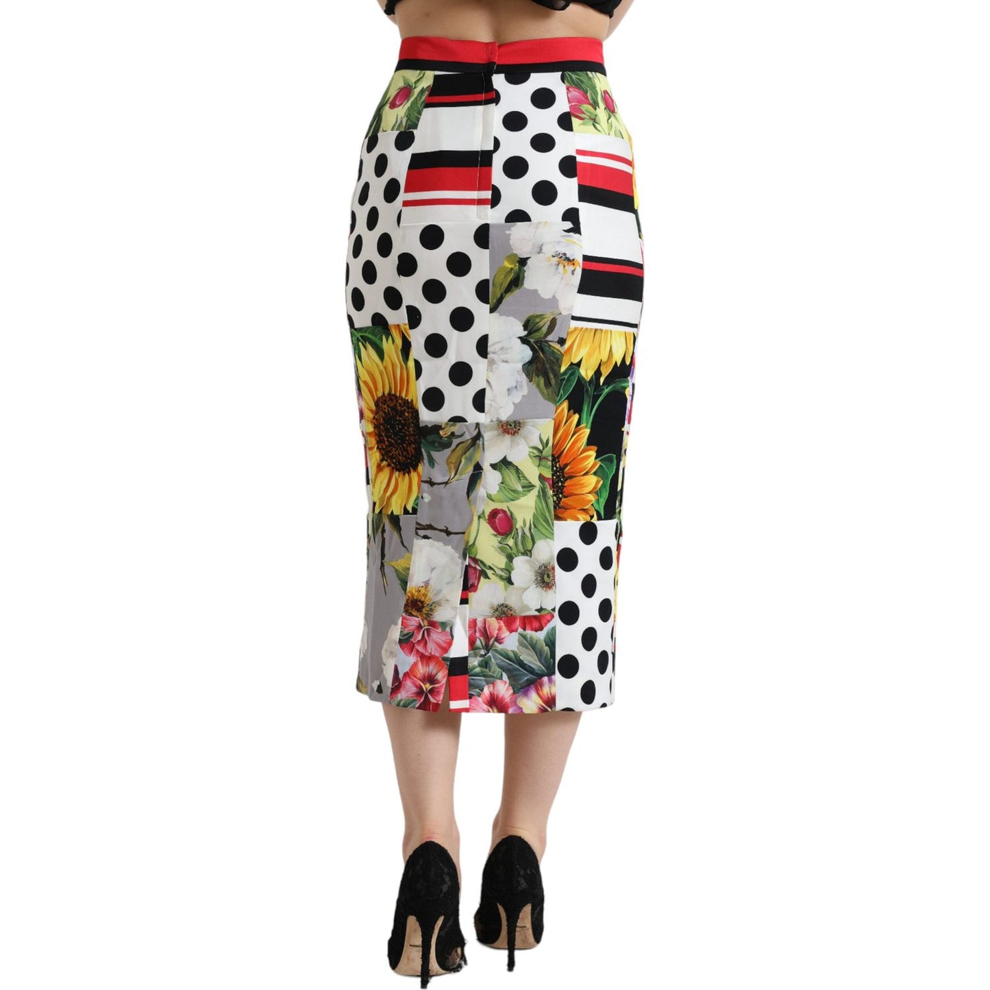 Dolce & Gabbana Glamorous High Waist Patchwork Midi Skirt multicolor-patchwork-high-waist-pencil-cut-skirt