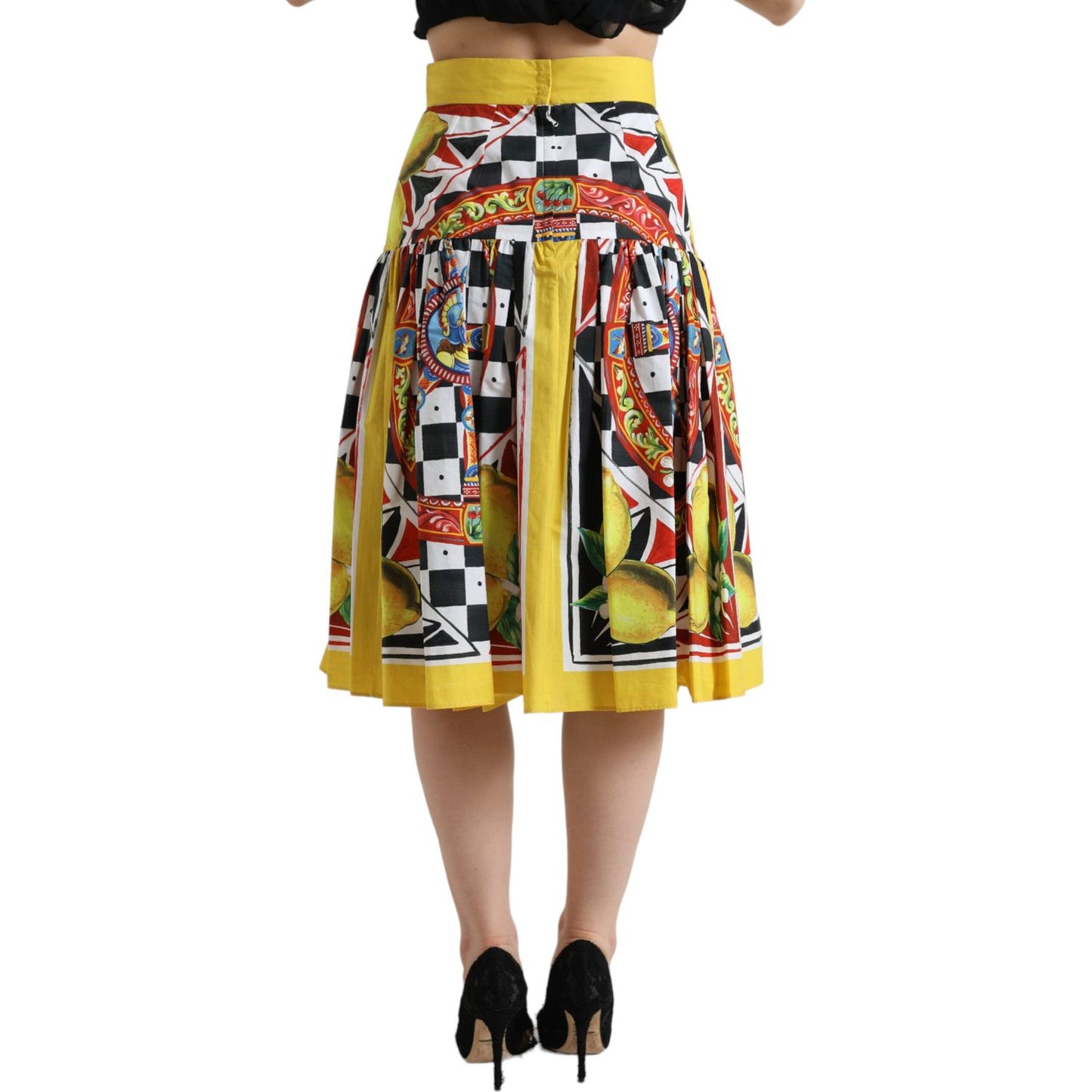 Dolce & Gabbana Elegant High Waist A-Line Midi Skirt multicolor-carretto-lemon-high-waist-a-line-skirt