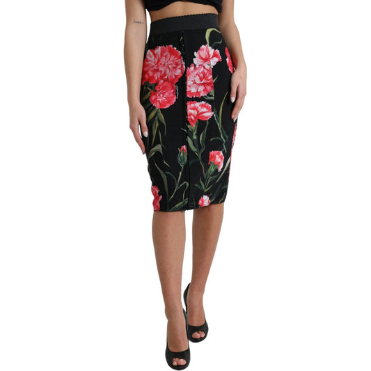 Dolce & Gabbana Floral High Waist Pencil Skirt black-carnation-pencil-cut-knee-length-skirt