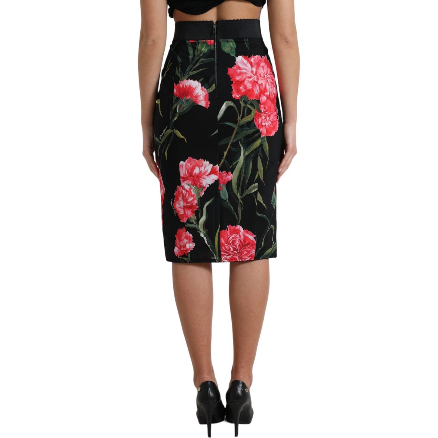 Dolce & Gabbana Floral High Waist Pencil Skirt black-carnation-pencil-cut-knee-length-skirt
