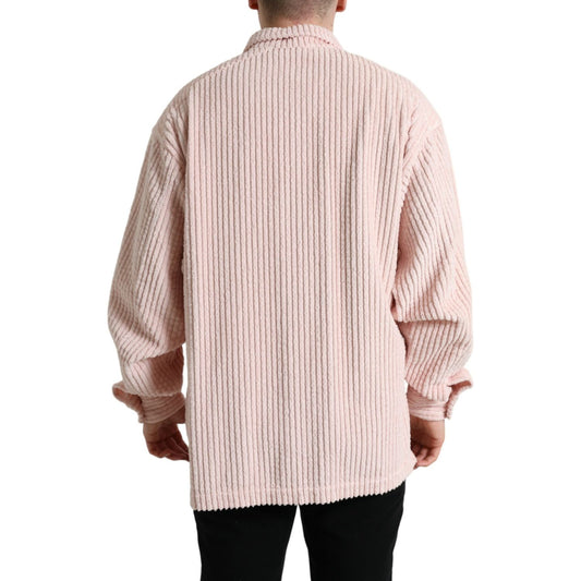 Dolce & Gabbana Elegant Cotton Shirt Sweater in Pink pink-cotton-collared-button-shirt-sweater