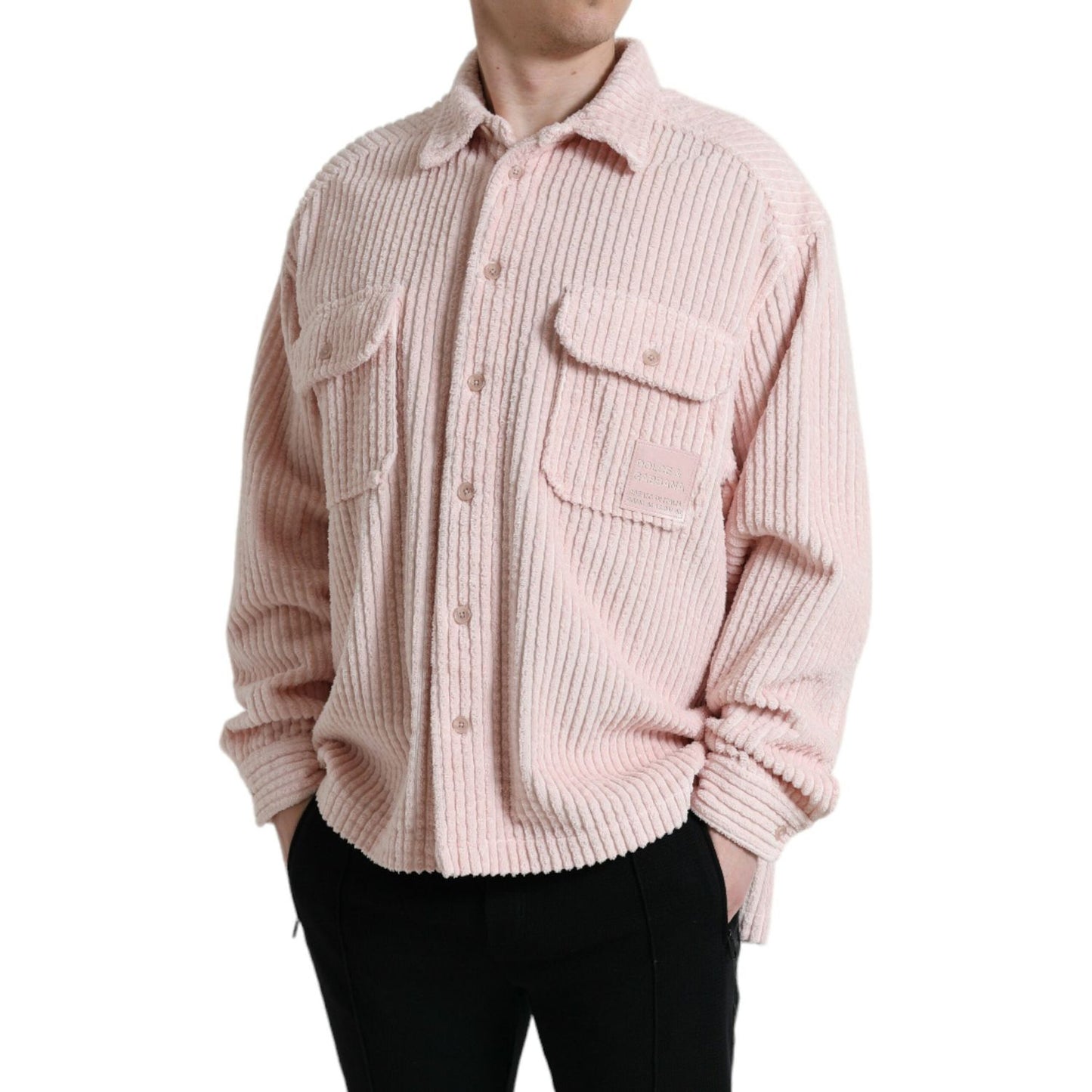 Dolce & Gabbana Elegant Cotton Shirt Sweater in Pink pink-cotton-collared-button-shirt-sweater 465A1970-BG-scaled-0b7fd908-c26.jpg