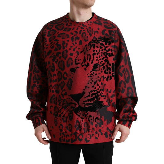 Dolce & Gabbana Elegant Leopard Print Pullover Sweater red-leopard-print-crewneck-pullover-sweater