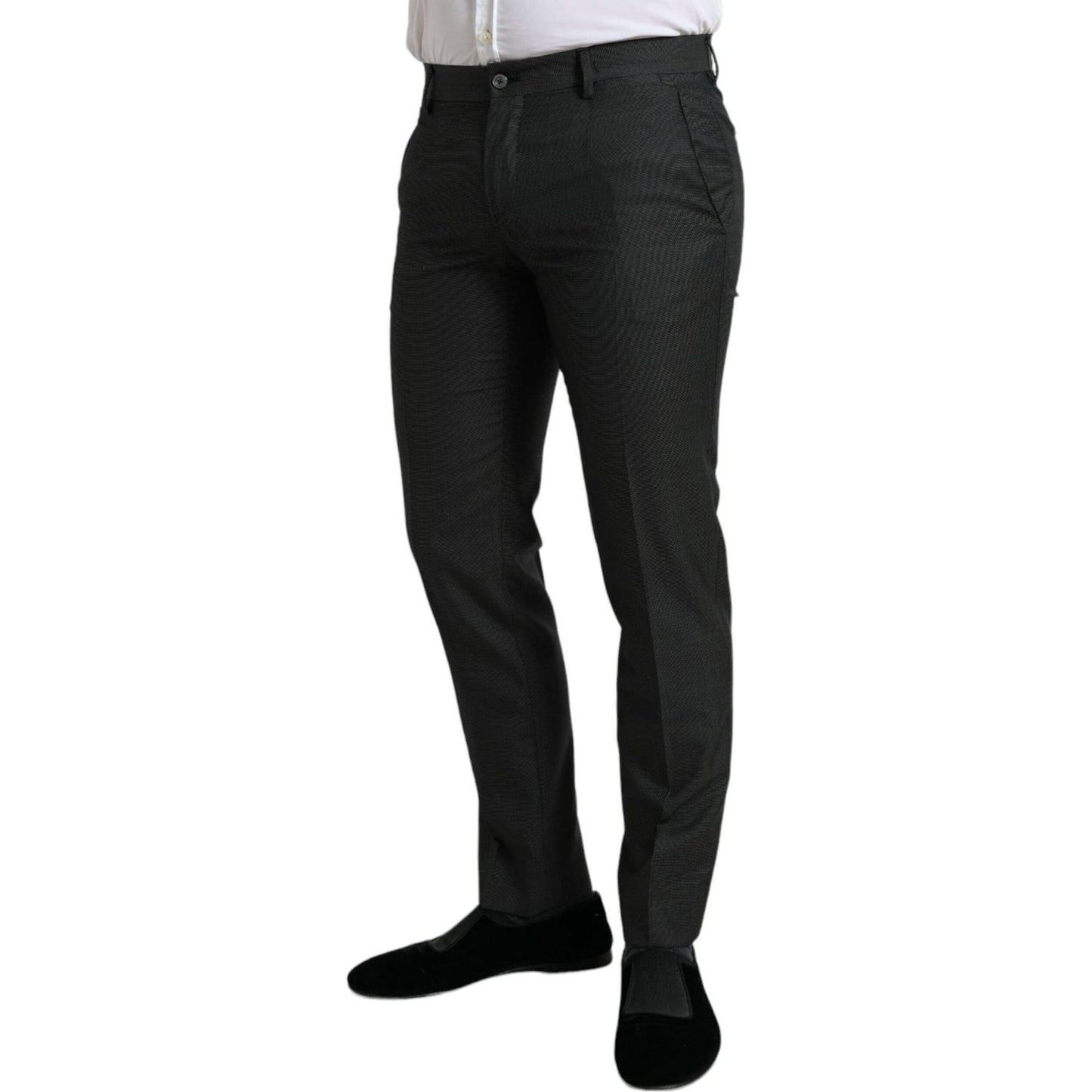 Dolce & Gabbana Elegant Dark Grey Skinny Dress Pants dark-gray-stretch-slim-formal-pants