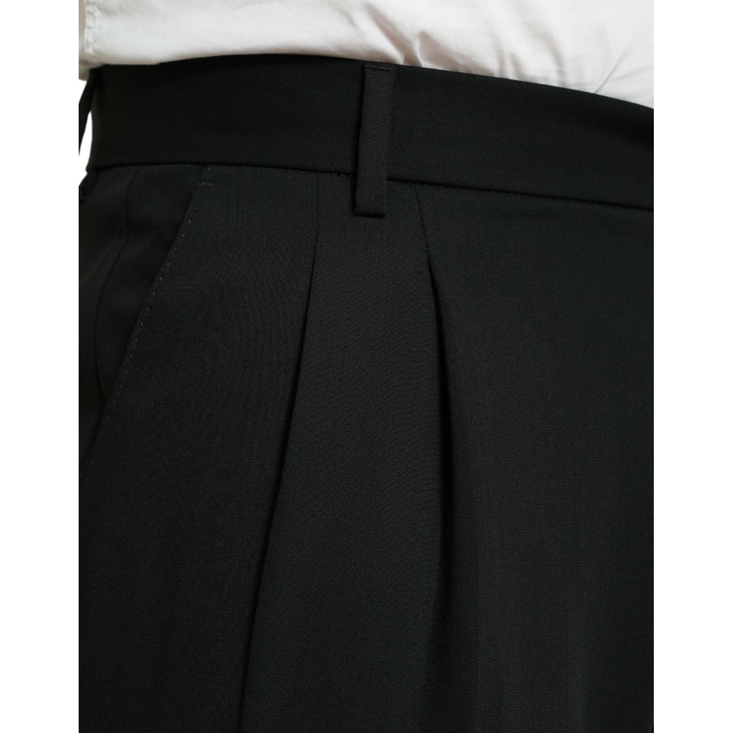 Dolce & Gabbana Elegant Black Wool Dress Pants black-wool-formal-straight-fit-dress-pants