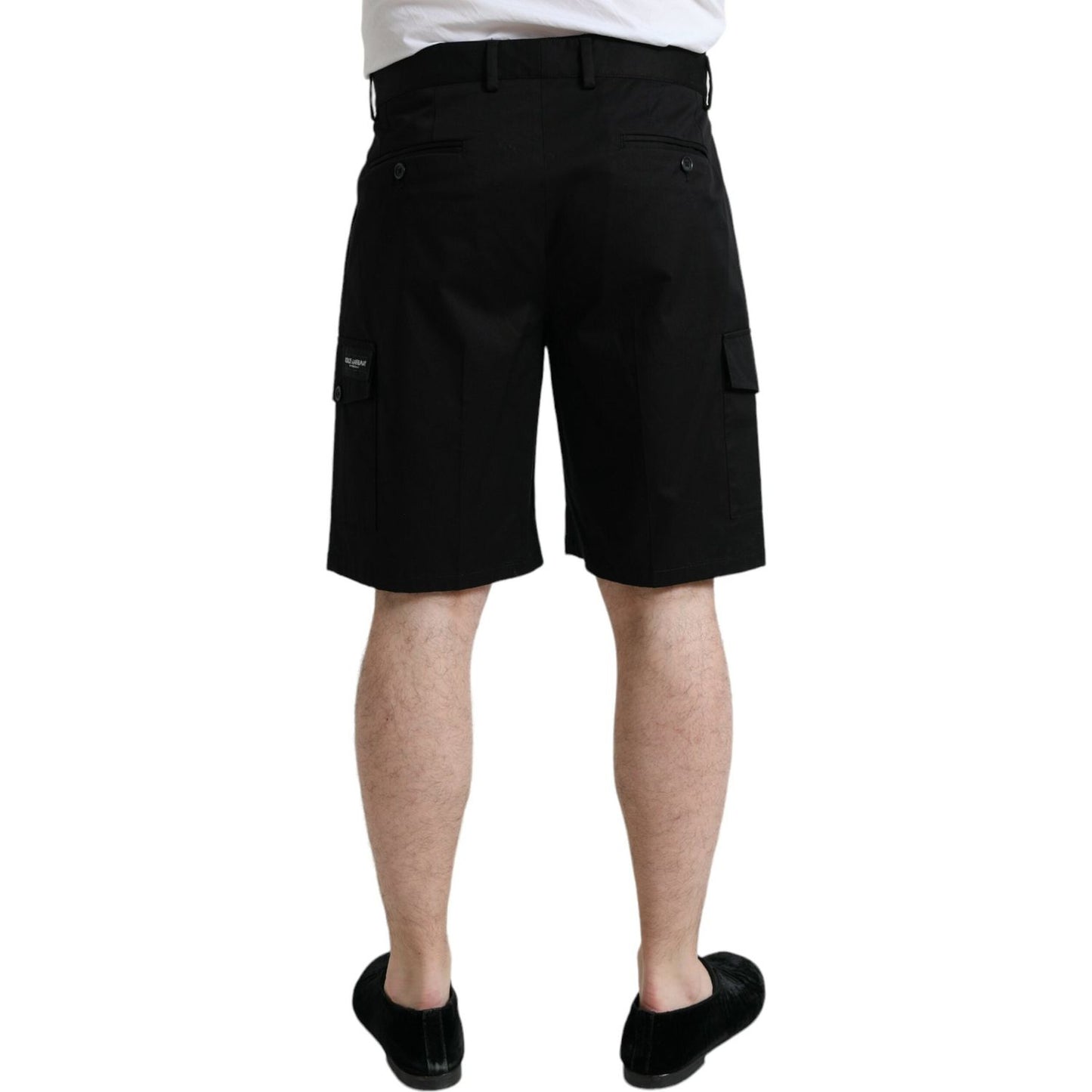 Dolce & Gabbana Sleek Designer Bermuda Cargo Shorts black-cotton-stretch-cargo-bermuda-shorts