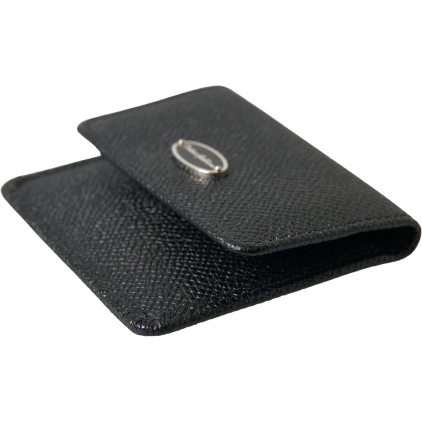 Dolce & Gabbana Elegant Leather Bifold Coin Purse Wallet black-textured-leather-bifold-logo-coin-purse-wallet