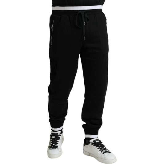 Dolce & Gabbana Elegant Black and White Cotton Joggers black-cotton-logo-sweatpants-jogging-pants-2 465A2115-BG-scaled-2f1c407e-e98.jpg