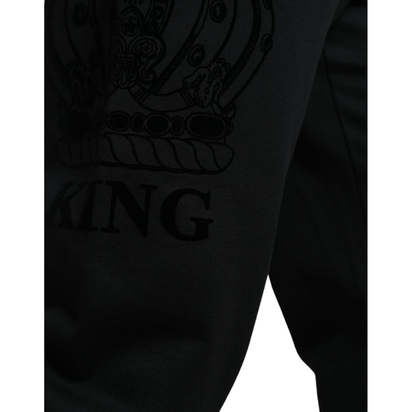 Dolce & Gabbana Elegant Black and White Cotton Joggers black-cotton-logo-sweatpants-jogging-pants-2
