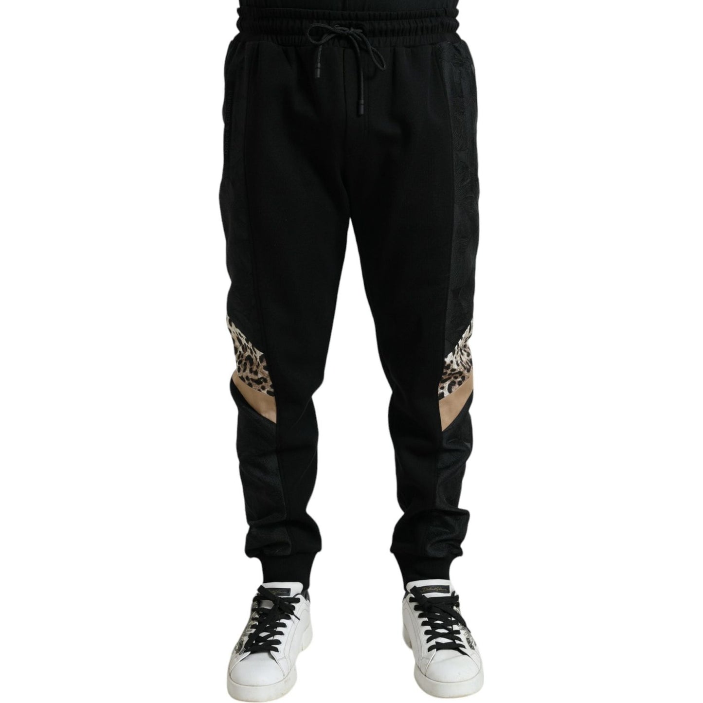 Dolce & Gabbana Elegant Black Leopard Jogger Pants black-cotton-slim-stretch-jogger-pants