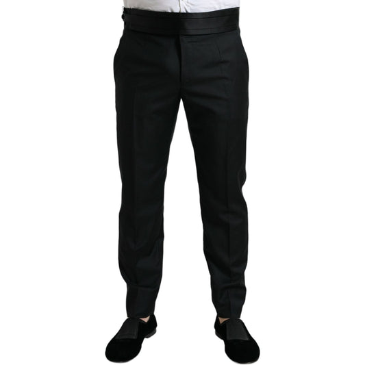 Dolce & Gabbana Black Wool Slim Fit Formal Trouser Dress Pants black-wool-slim-fit-formal-trouser-dress-pants-1