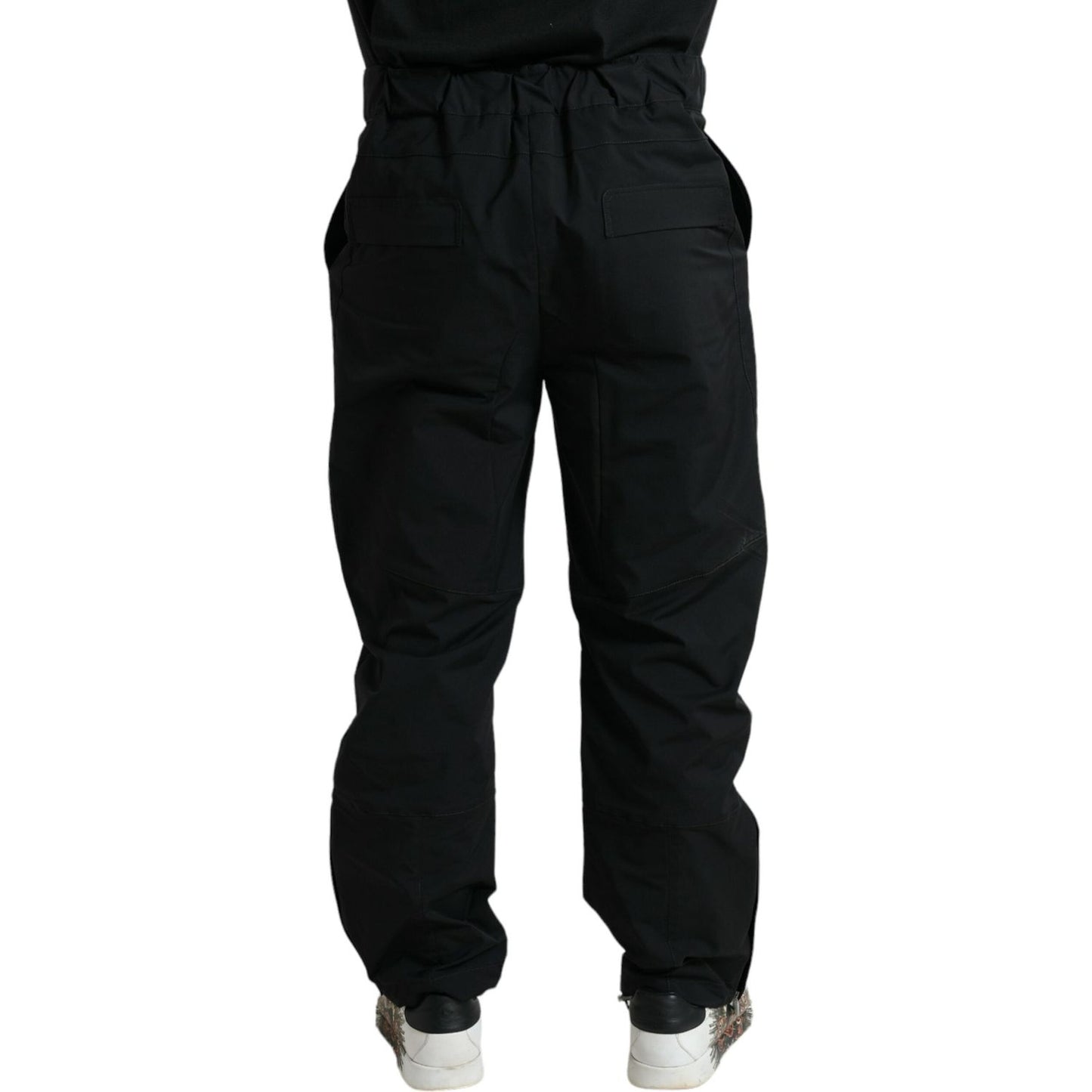 Dolce & Gabbana Elegant Casual Black Straight Pants black-polyester-logo-straight-pants