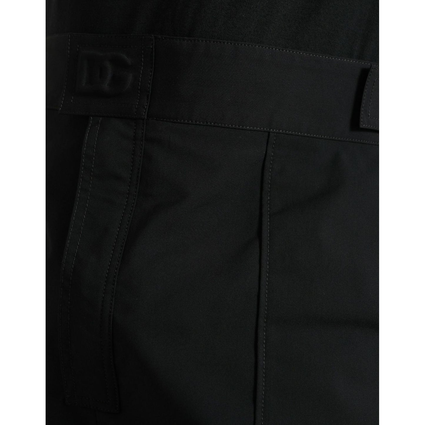 Dolce & Gabbana Elegant Casual Black Straight Pants black-polyester-logo-straight-pants