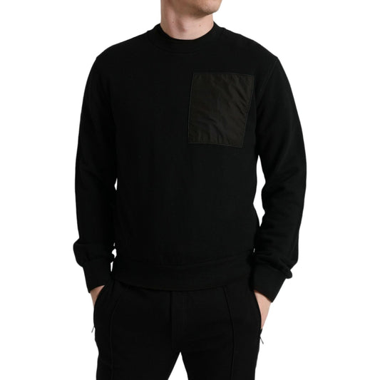 Dolce & Gabbana Elegant Crew Neck Cotton Blend Sweater black-cotton-crew-neck-men-pullover-sweater-1