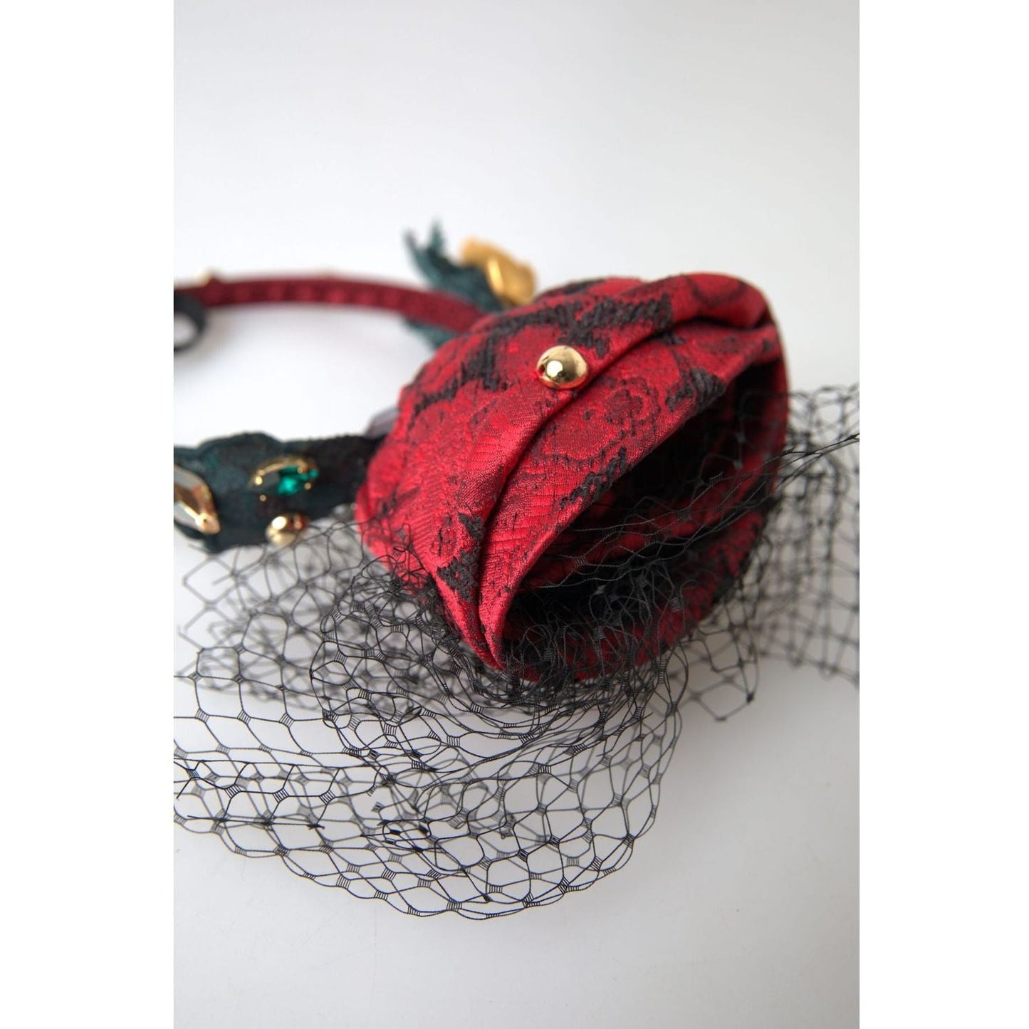 Dolce & Gabbana Enchanted Rose Crystal Headband Diadem red-with-multicolor-rose-silk-crystal-netted-logo-diadem-headband