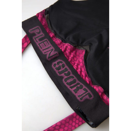 Plein Sport Sleek Black Sports Bra with Fuchsia Accent black-fuchsia-logo-athlete-hannah-bra-underwear