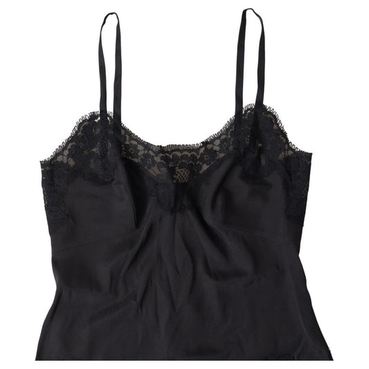 Dolce & Gabbana Sultry Silk Blend Camisole Top black-lace-silk-sleepwear-camisole-underwear-2