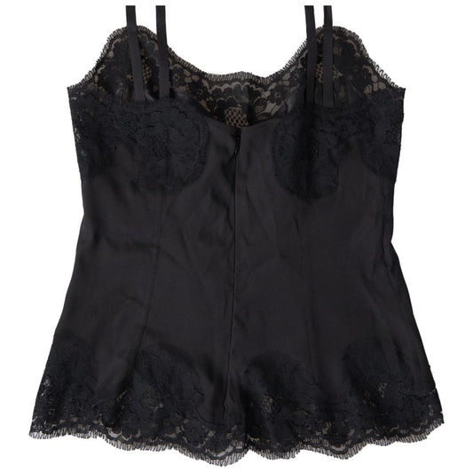 Dolce & Gabbana Sultry Silk Blend Camisole Top black-lace-silk-sleepwear-camisole-underwear-2