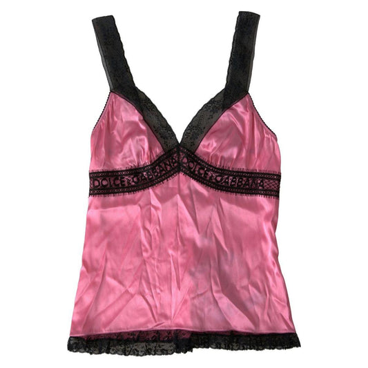 Dolce & Gabbana Silken Charm Pink Camisole pink-lace-silk-sleepwear-camisole-top-underwear