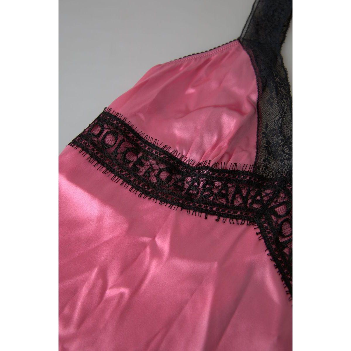 Dolce & Gabbana Silken Charm Pink Camisole pink-lace-silk-sleepwear-camisole-top-underwear
