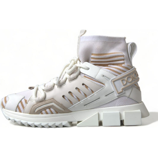 Dolce & Gabbana Elegant Sorrento Slip-On Sneakers in White and Beige white-beige-sorrento-socks-sneakers-shoes-1