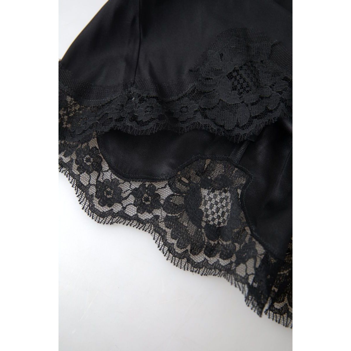 Dolce & Gabbana Elegant Black Silk Blend Camisole black-lace-silk-sleepwear-camisole-underwear