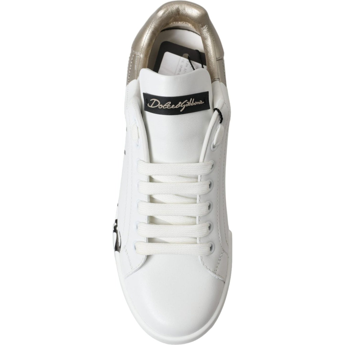 Dolce & Gabbana Elegant White & Gold Leather Sneakers white-gold-lace-up-womens-low-top-sneakers 465A2625-BG-scaled-06d49b39-965.jpg