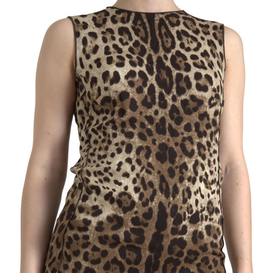 Dolce & Gabbana Elegant Leopard Print Tank Top brown-leopard-viscose-sleeveless-tank-top