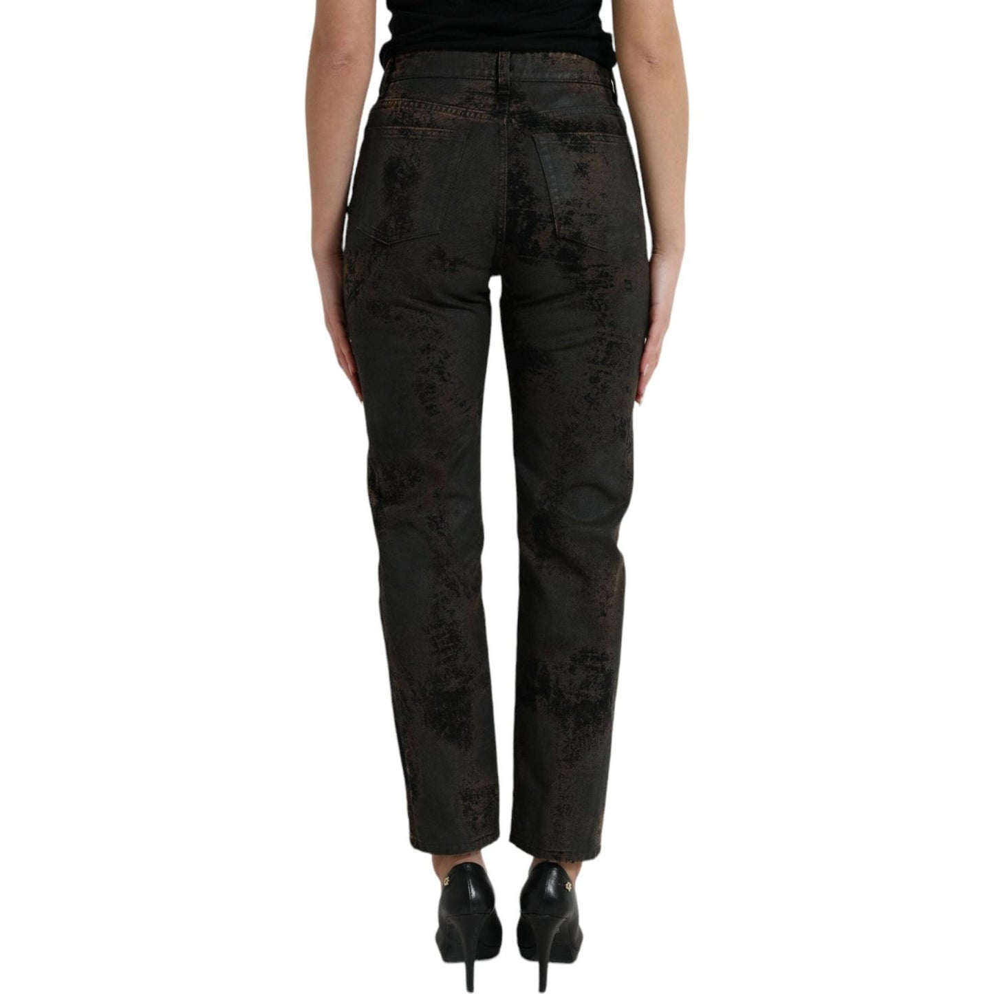 Dolce & Gabbana Chic Boyfriend Mid Waist Stretch Jeans brown-boyfriend-mid-waist-cotton-denim-jeans