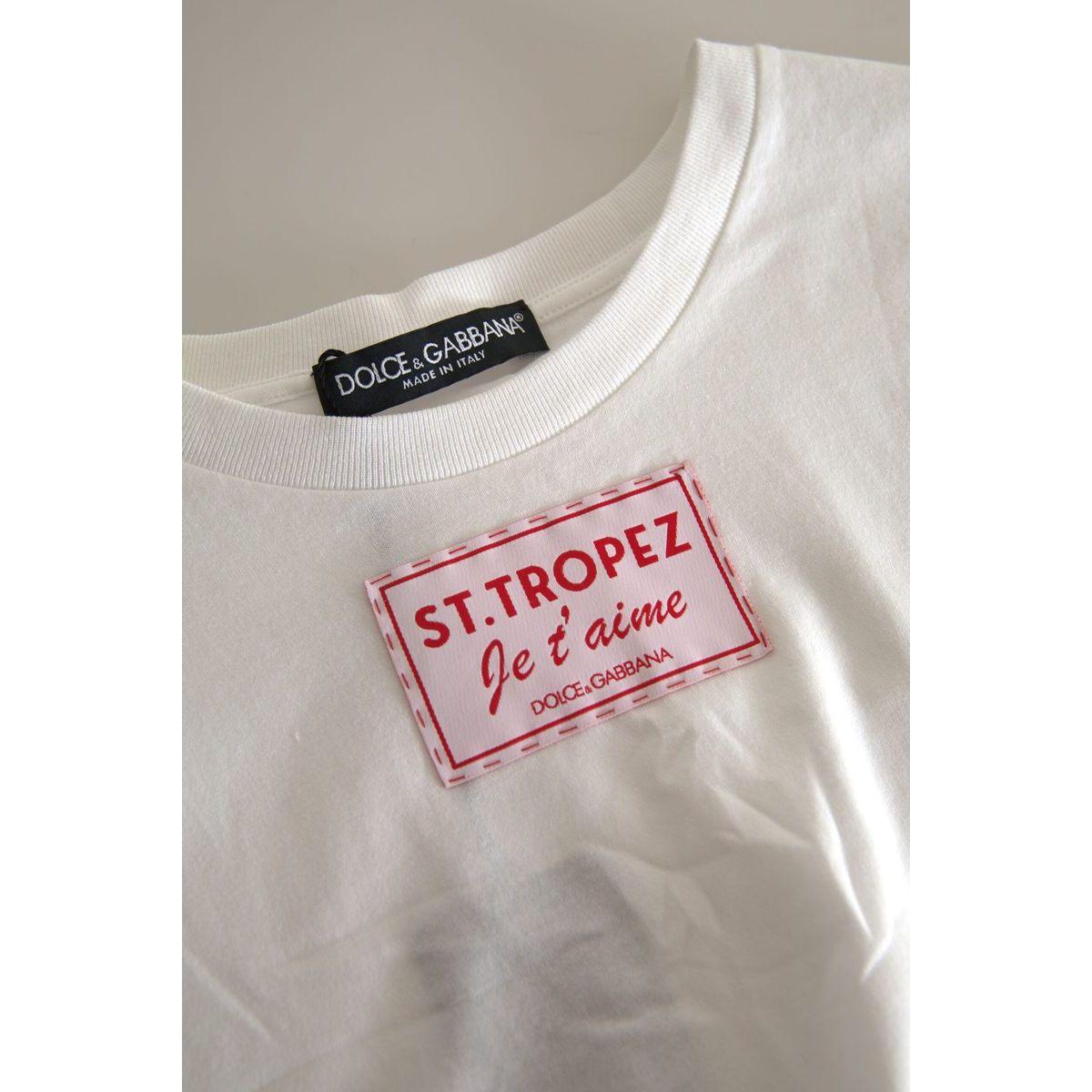 Dolce & Gabbana Elegant White Crew Neck Cotton Tank Top white-cotton-st-tropez-crew-neck-tank-t-shirt