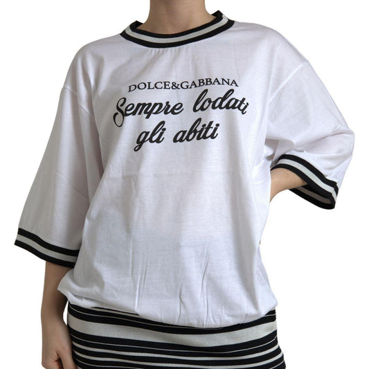 Dolce & Gabbana Elegant White Cotton Crew Neck Tee white-cotton-dg-fashion-crew-neck-tee-t-shirt