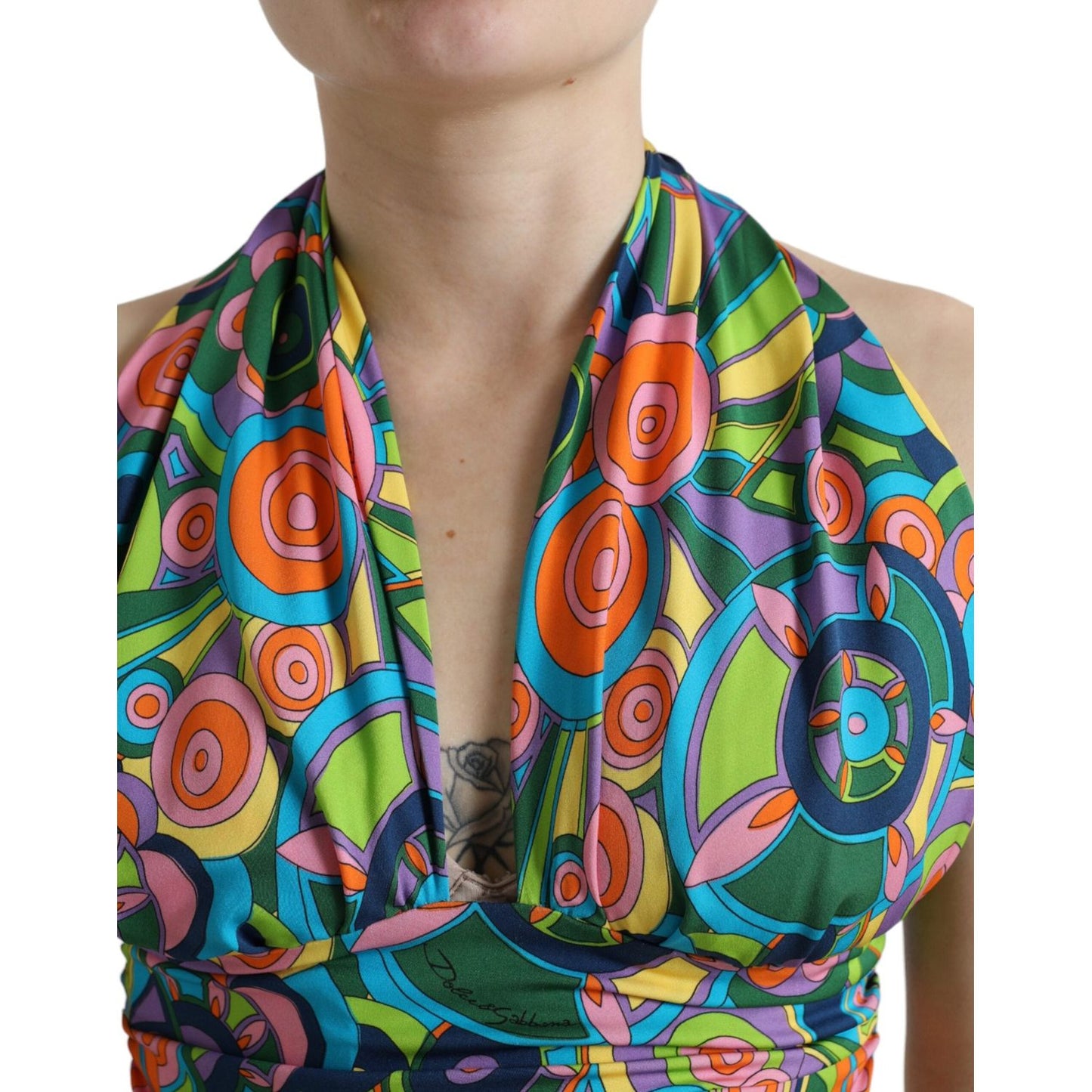 Dolce & Gabbana Elegant Silk Blend Halter Cropped Top multicolor-halter-sleeveless-cropped-tank-top