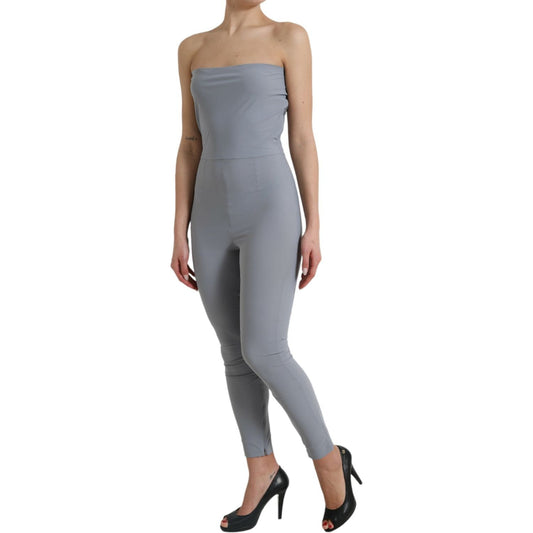 Dolce & Gabbana Gray Nylon Strapless Bodycon Jumpsuit Dress gray-nylon-strapless-bodycon-jumpsuit-dress