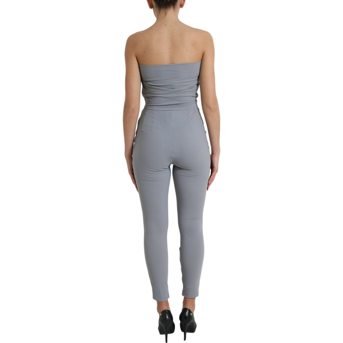 Dolce & Gabbana Chic Strapless Bodycon Jumpsuit Dress gray-nylon-strapless-bodycon-jumpsuit-dress