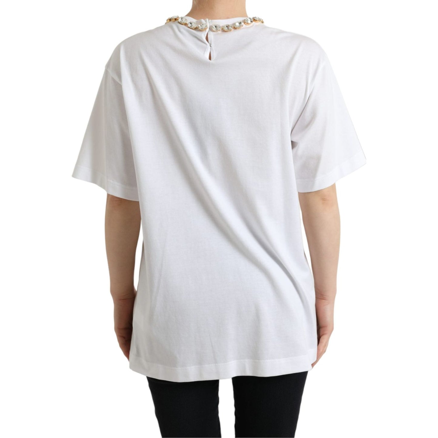 Dolce & Gabbana J.Lo Portrait Crystal Tee – Limited Edition white-crystal-neckline-print-tee-t-shirt
