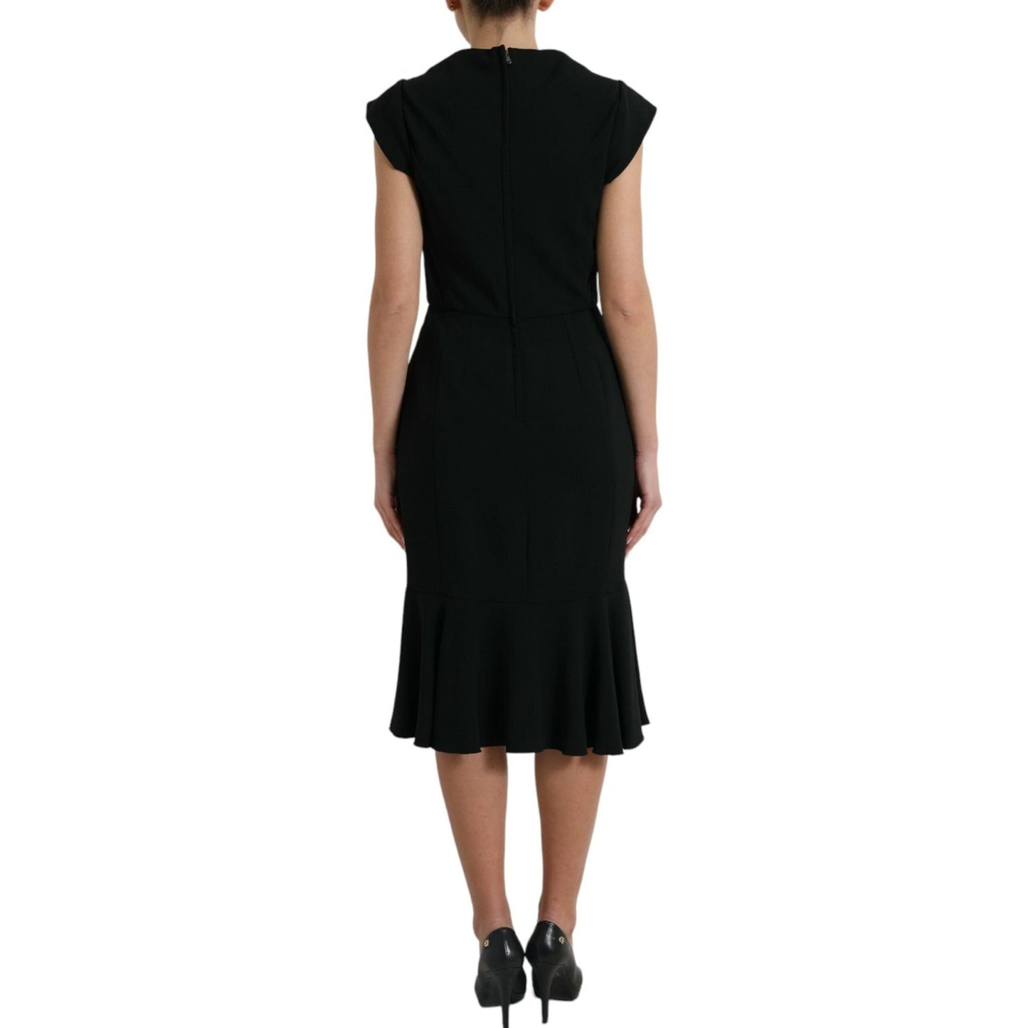 Dolce & Gabbana Elegant Black Stretch Cady Midi Dress black-cady-viscose-sleeveless-dress