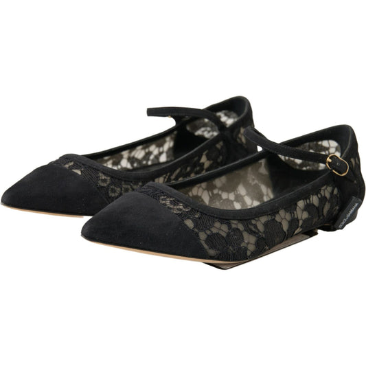 Dolce & Gabbana Elegant Black Lace Flats black-lace-loafers-ballerina-flats-shoes