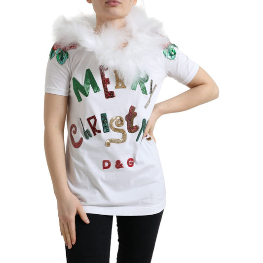 Dolce & Gabbana Elegant Sequin Embellished Cotton Tee white-cotton-christmas-sequin-fur-t-shirt 465A3099-BG-AND-EBAY-scaled-d28781c1-fb6.jpg